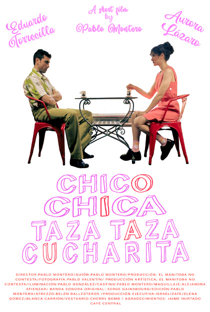 Póster del corto Chico, chica, taza, taza, cucharita.