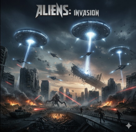Póster del corto Aliens invasión