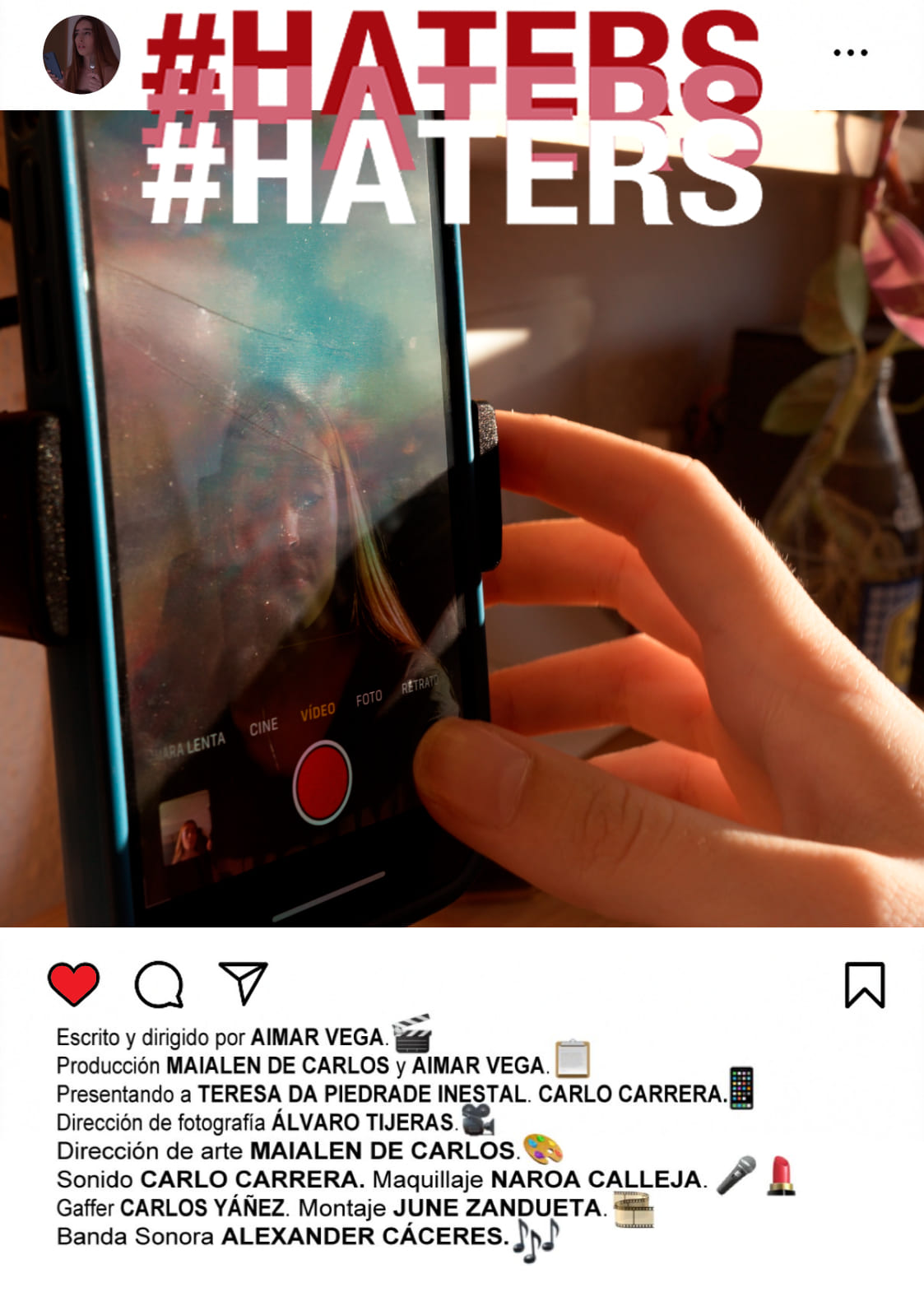 Póster del corto #HATERS